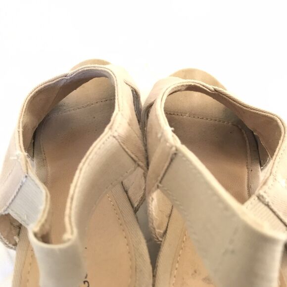 George Espadrille Sandals Cork Heel 9 29 Womens Canvas Wedge Sling Back Summer - Picture 10 of 12